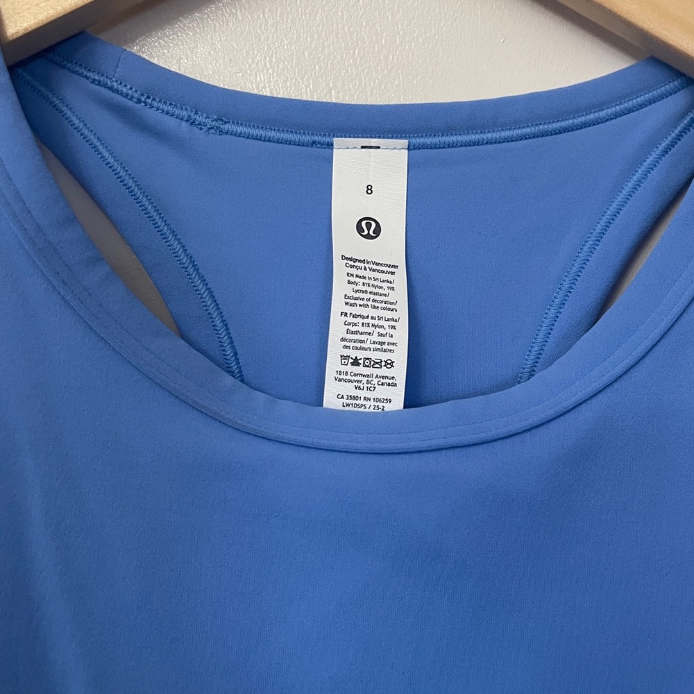 lululemon Align Waist Length Racerback Tank Top 8 Pool Party Blue Like New - Picture 5 of 8